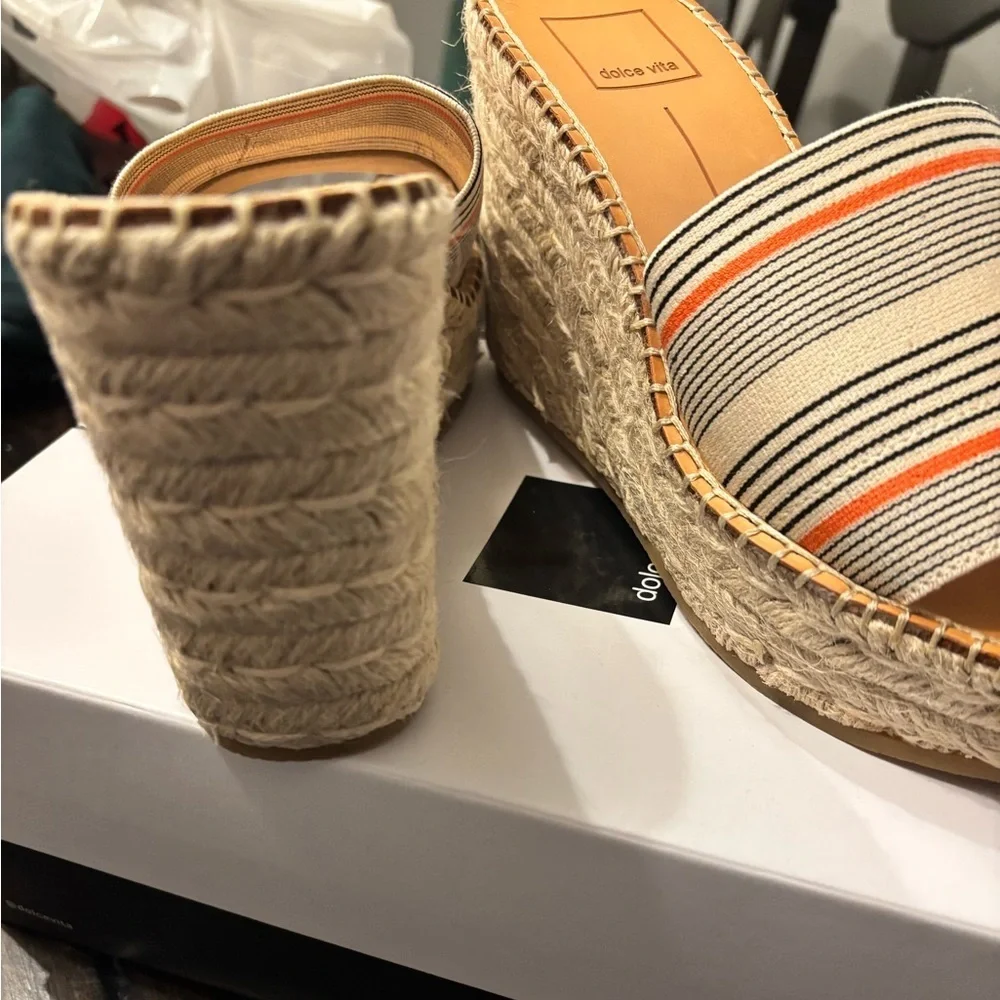 Dolce Vita Lada Espadrille Wedge Sandals Slip-on Elastic Stripe 🇺🇸 size 8